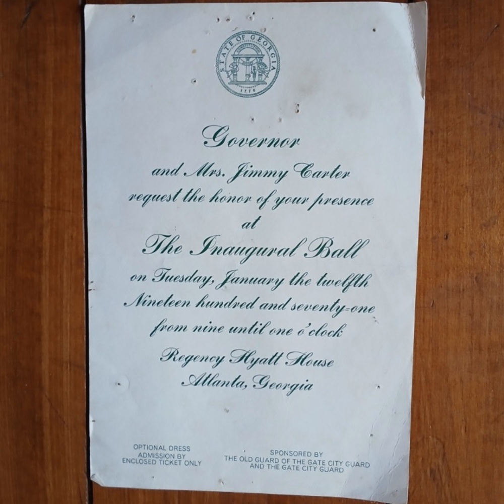 🏛🥜🍽 President Jimmy Carter Inaugural Ball Dinner Invitation 1971 🍷🍑🇺🇸
